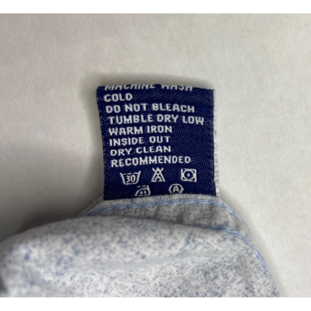 Eighth Avenue Mens XL Blue White Speckled Cotton Short‎ Sleeve Button Down Shirt - Picture 5 of 10